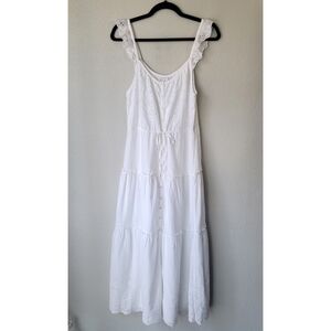 Unsubscribed NWT Embroidered Eyelet Ruffle Tiered Tank Dress Size 4 In White